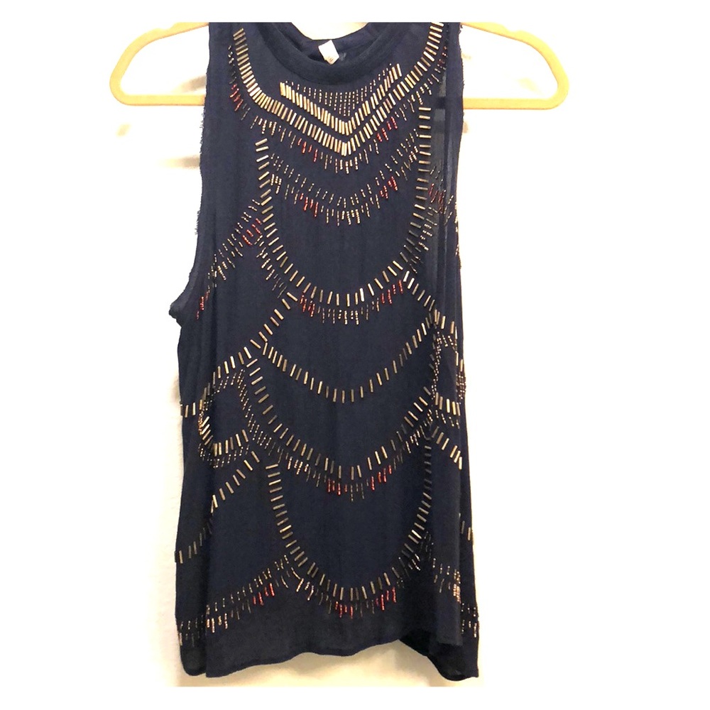 Free People Swing Open Back Embellished Top